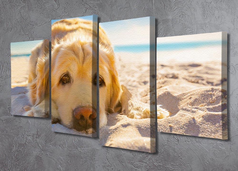Golden retriever dog relaxing resting 4 Split Panel Canvas - Canvas Art Rocks - 2