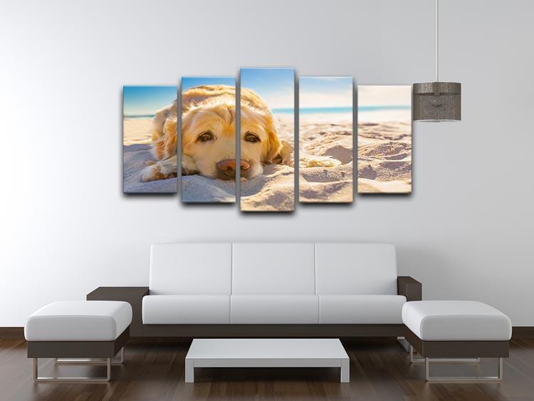 Golden retriever dog relaxing resting 5 Split Panel Canvas - Canvas Art Rocks - 3