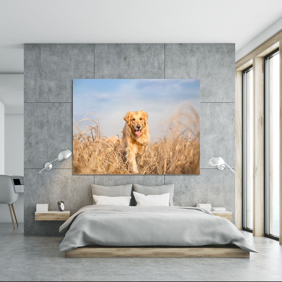 Golden retriever dog running Canvas Print or Poster
