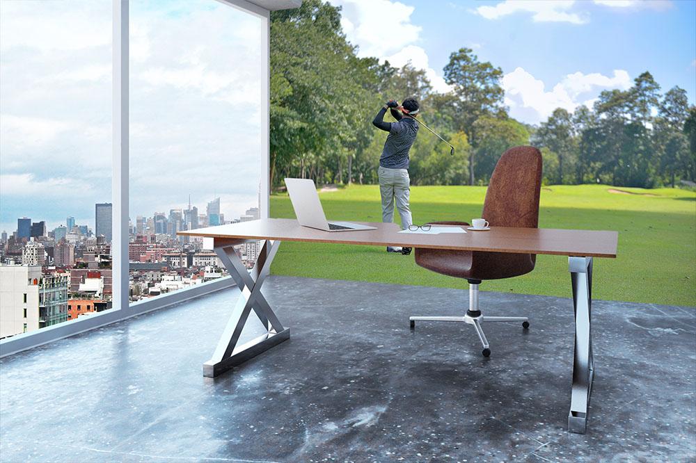 Golf player pitching the golf ball Wall Mural Wallpaper - Canvas Art Rocks - 3