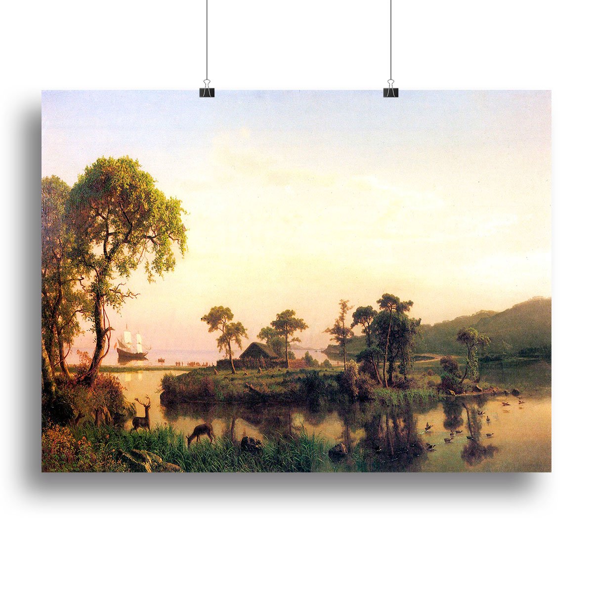 Gosnold on Cuttyhunk 1602 by Bierstadt Canvas Print or Poster