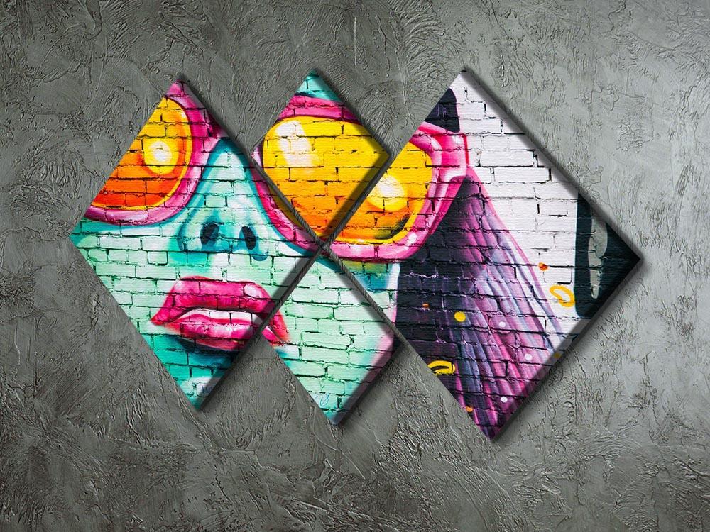 Graffiti Glasses 4 Square Multi Panel Canvas - Canvas Art Rocks - 2