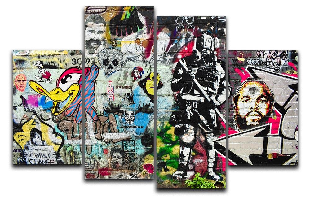 Graffiti Wall Abstract 4 Split Panel Canvas  - Canvas Art Rocks - 1