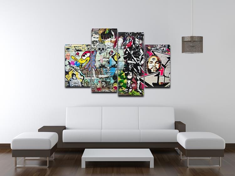 Graffiti Wall Abstract 4 Split Panel Canvas - Canvas Art Rocks - 3