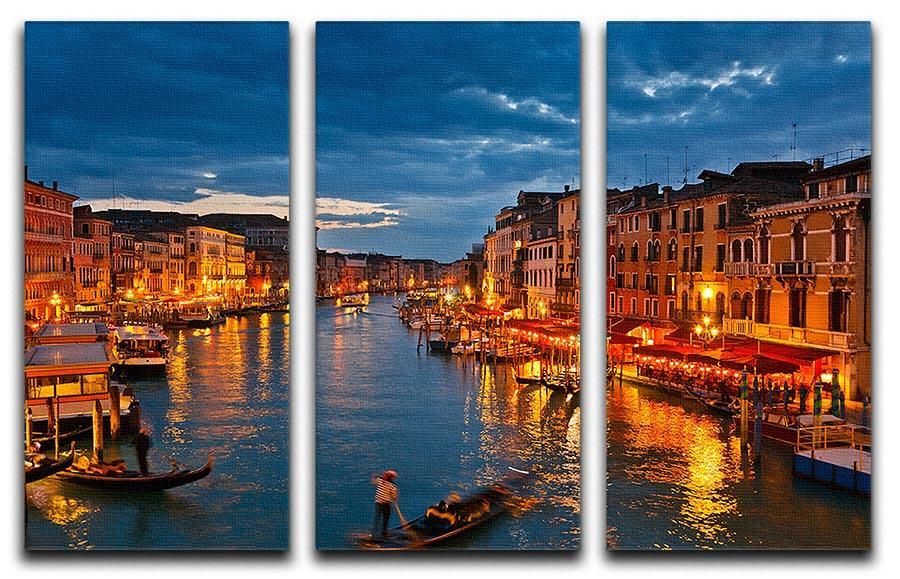 Grand Canal Venice at night 3 Split Panel Canvas Print - Canvas Art Rocks - 1