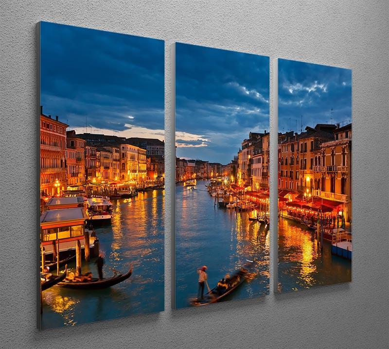 Grand Canal Venice at night 3 Split Panel Canvas Print - Canvas Art Rocks - 2