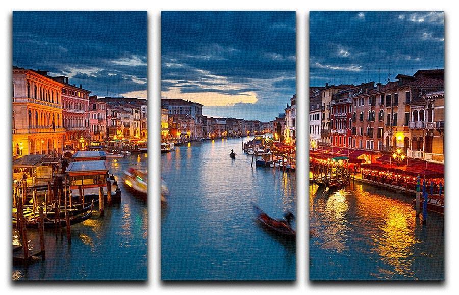 Grand Canal at night Venice 3 Split Panel Canvas Print - Canvas Art Rocks - 1