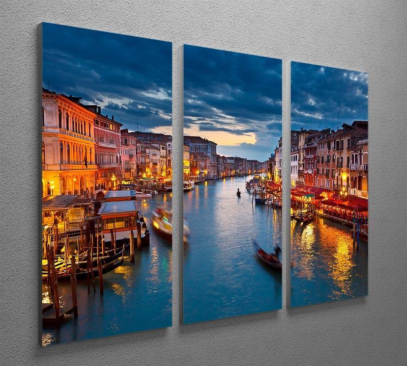 Grand Canal at night Venice 3 Split Panel Canvas Print - Canvas Art Rocks - 2