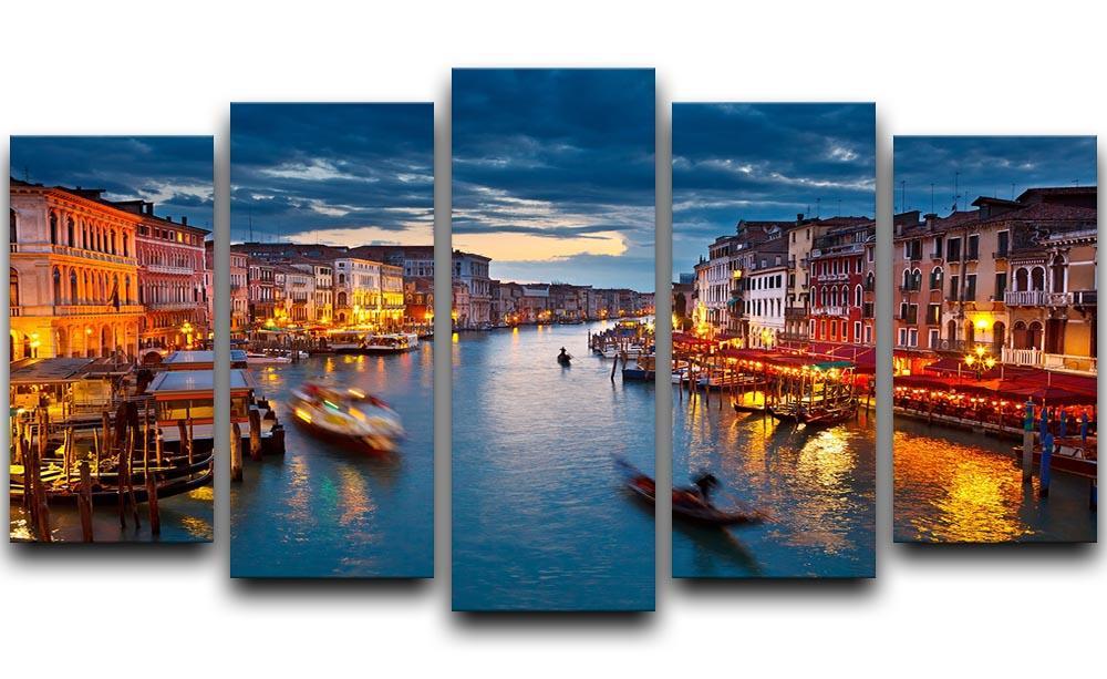 Grand Canal at night Venice 5 Split Panel Canvas  - Canvas Art Rocks - 1