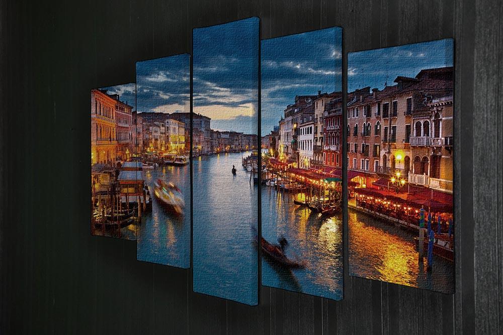 Grand Canal at night Venice 5 Split Panel Canvas  - Canvas Art Rocks - 2