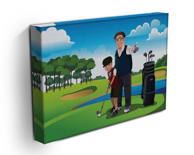 Grandfather teaching his grandson playing golf Canvas Print or Poster - Canvas Art Rocks - 3