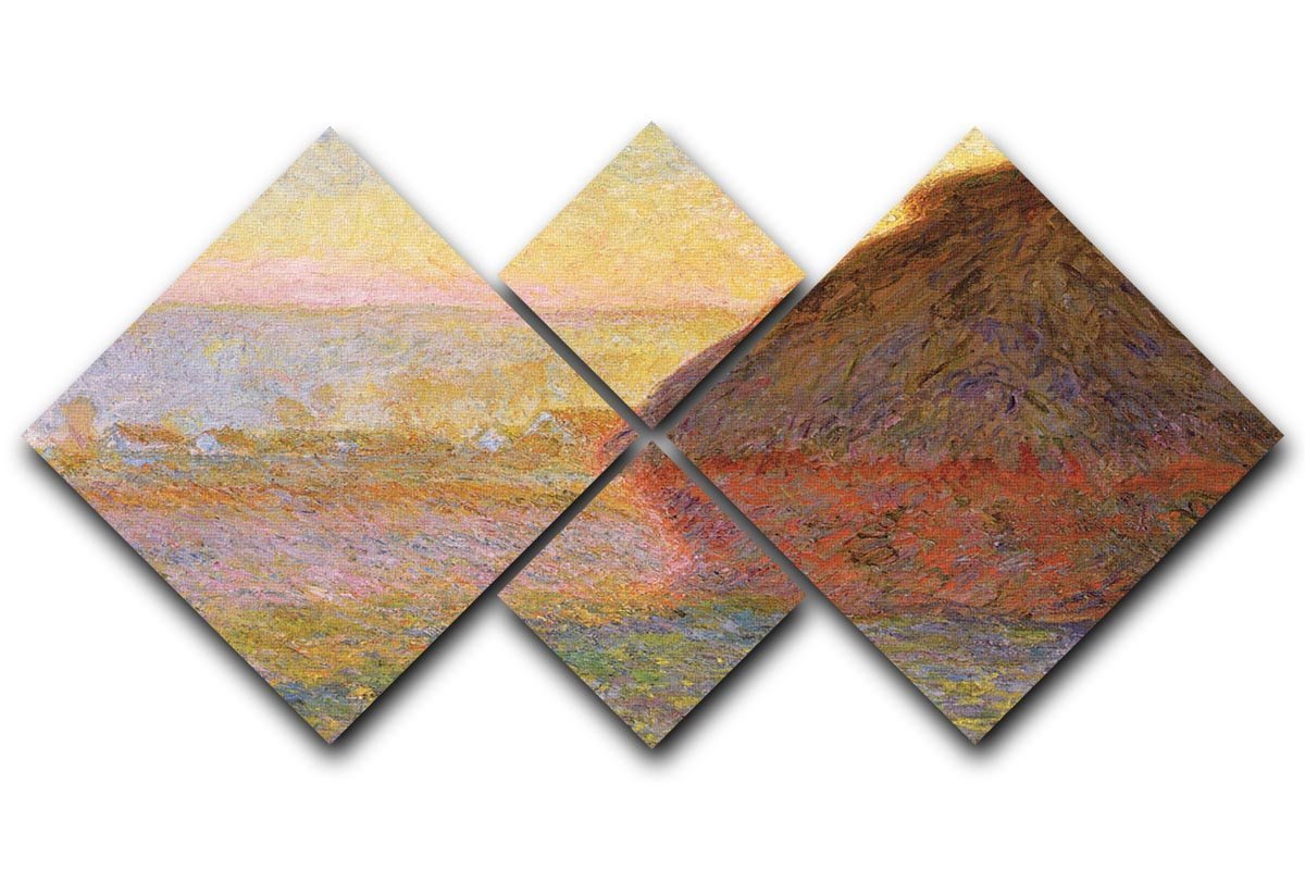 Graystacks by Monet 4 Square Multi Panel Canvas  - Canvas Art Rocks - 1
