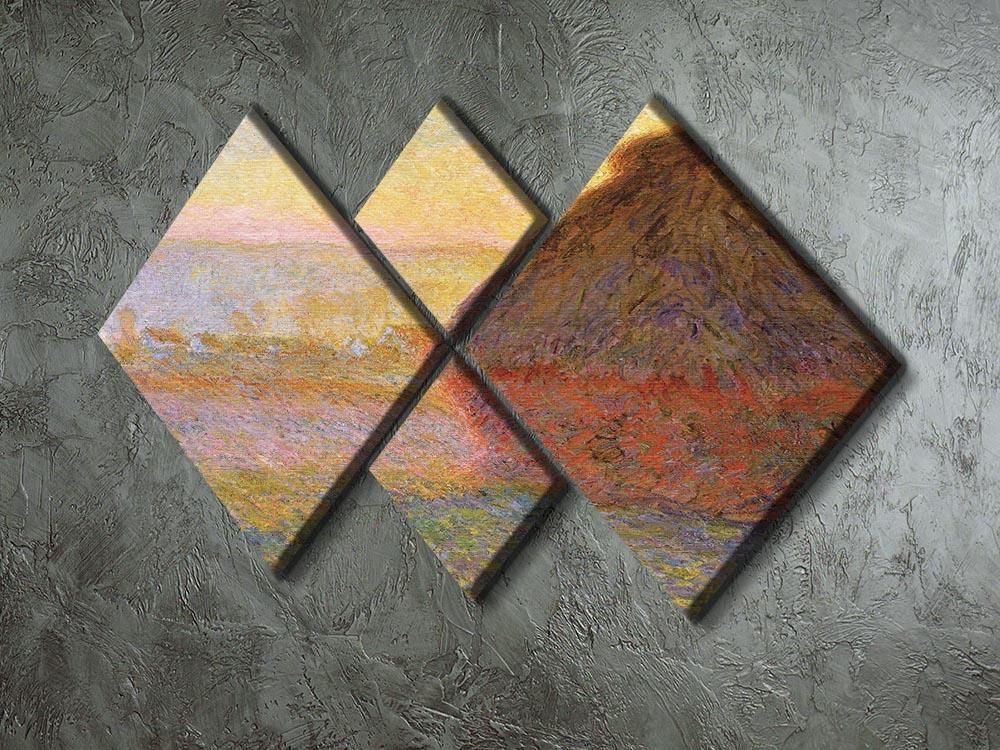 Graystacks by Monet 4 Square Multi Panel Canvas - Canvas Art Rocks - 2