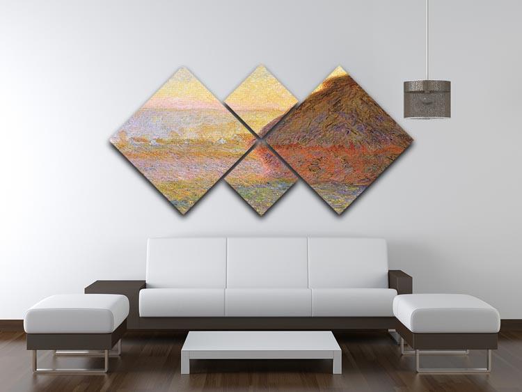 Graystacks by Monet 4 Square Multi Panel Canvas - Canvas Art Rocks - 3