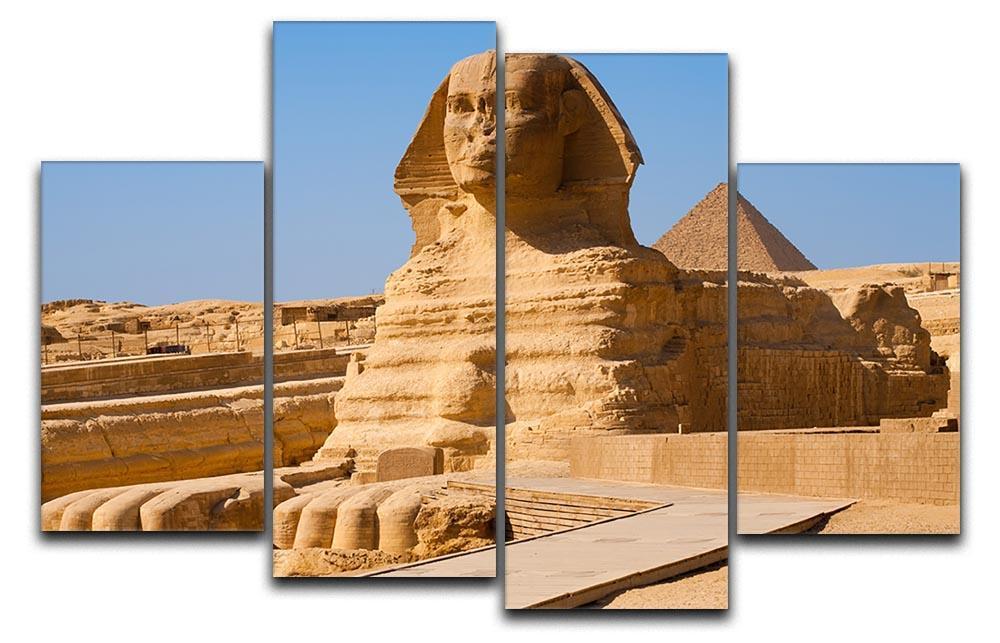 Great Sphinx with the pyramid of Menkaure 4 Split Panel Canvas  - Canvas Art Rocks - 1