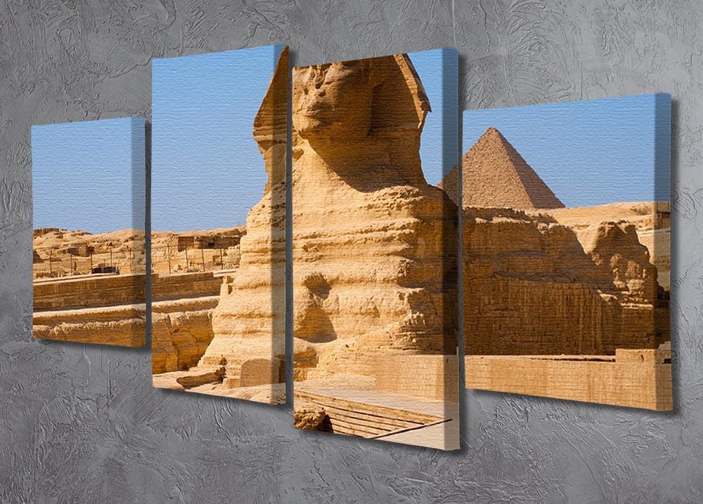 Great Sphinx with the pyramid of Menkaure 4 Split Panel Canvas  - Canvas Art Rocks - 2