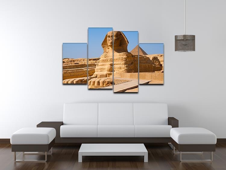 Great Sphinx with the pyramid of Menkaure 4 Split Panel Canvas  - Canvas Art Rocks - 3