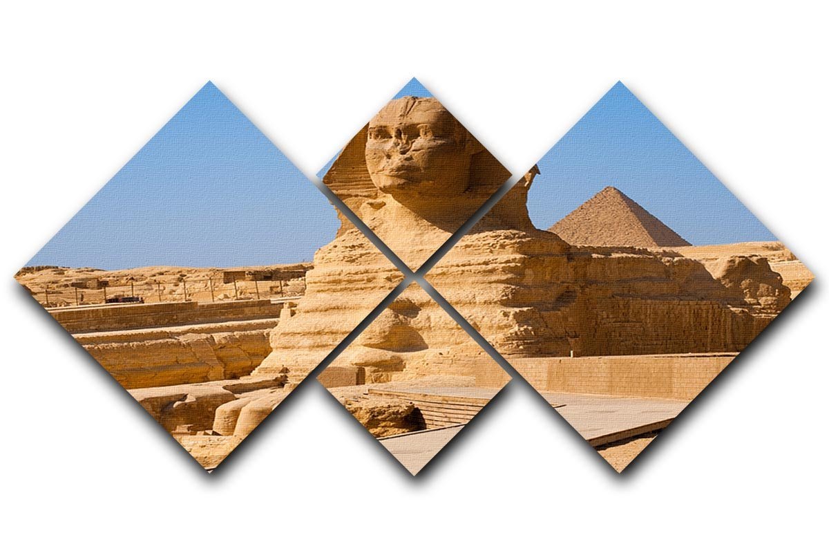 Great Sphinx with the pyramid of Menkaure 4 Square Multi Panel Canvas  - Canvas Art Rocks - 1