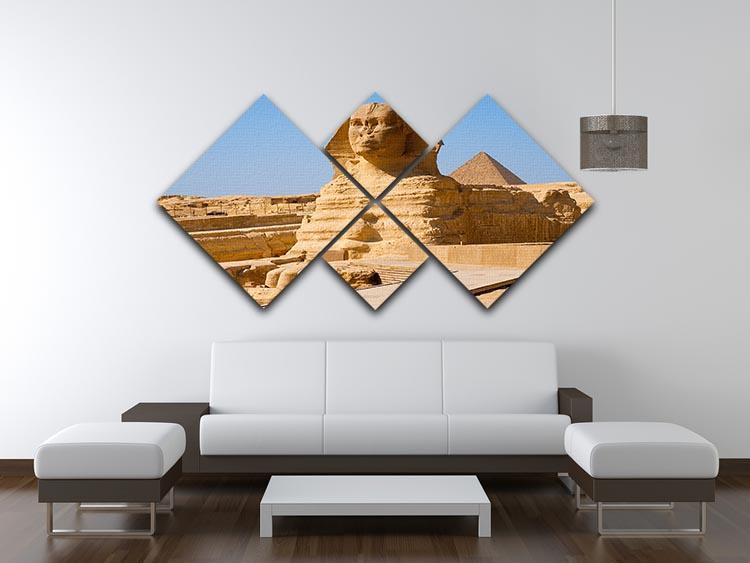Great Sphinx with the pyramid of Menkaure 4 Square Multi Panel Canvas  - Canvas Art Rocks - 3
