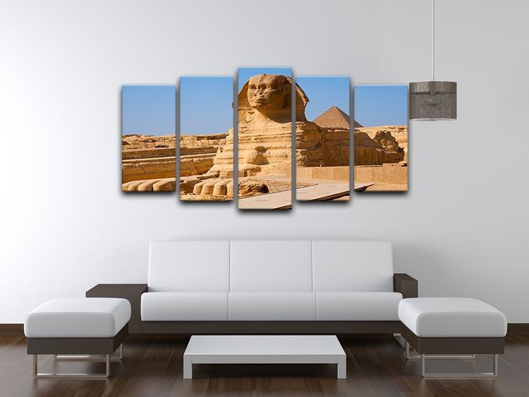 Great Sphinx with the pyramid of Menkaure 5 Split Panel Canvas  - Canvas Art Rocks - 3