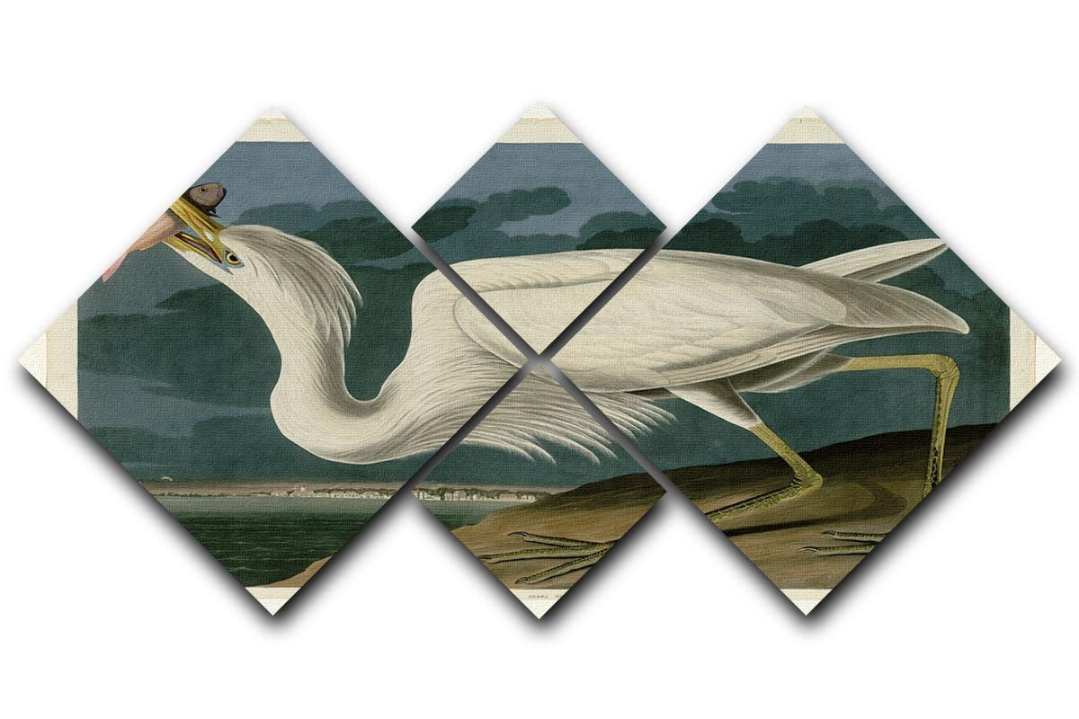 Great White Heron by Audubon 4 Square Multi Panel Canvas - Canvas Art Rocks - 1