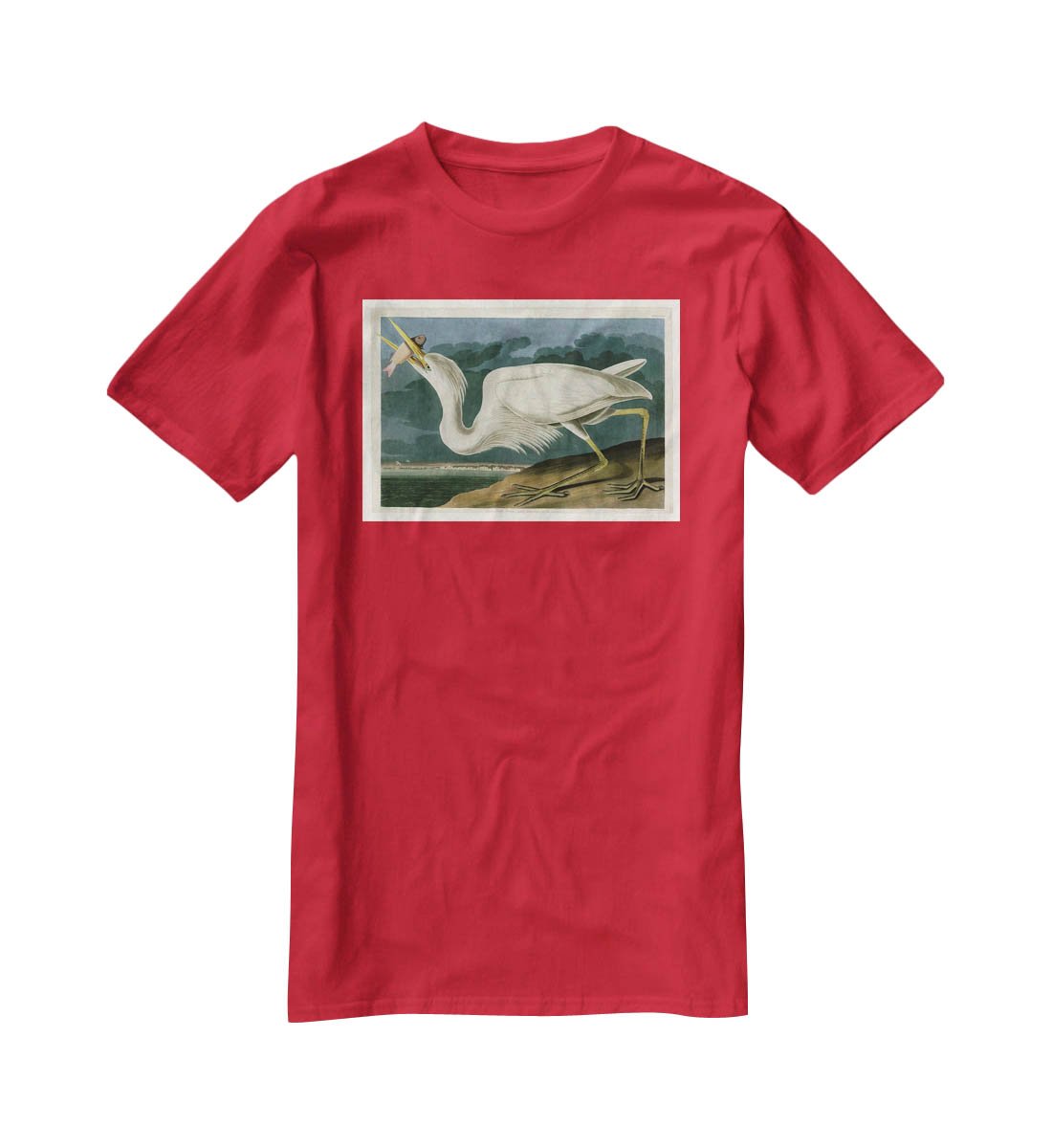 Great White Heron by Audubon T-Shirt - Canvas Art Rocks - 4