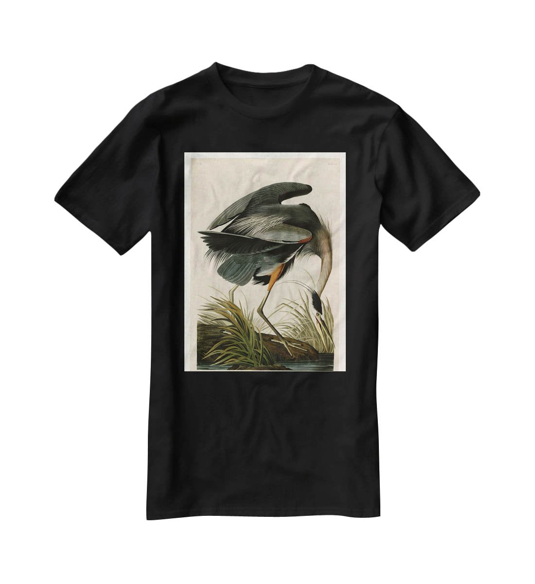 Great blue Heron by Audubon T-Shirt - Canvas Art Rocks - 1