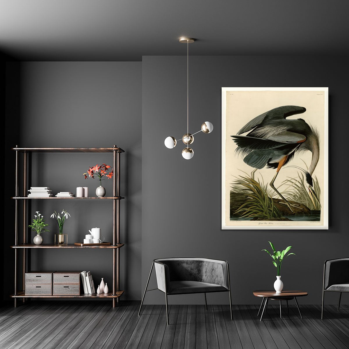 Great blue Heron by Audubon Canvas Print or Poster
