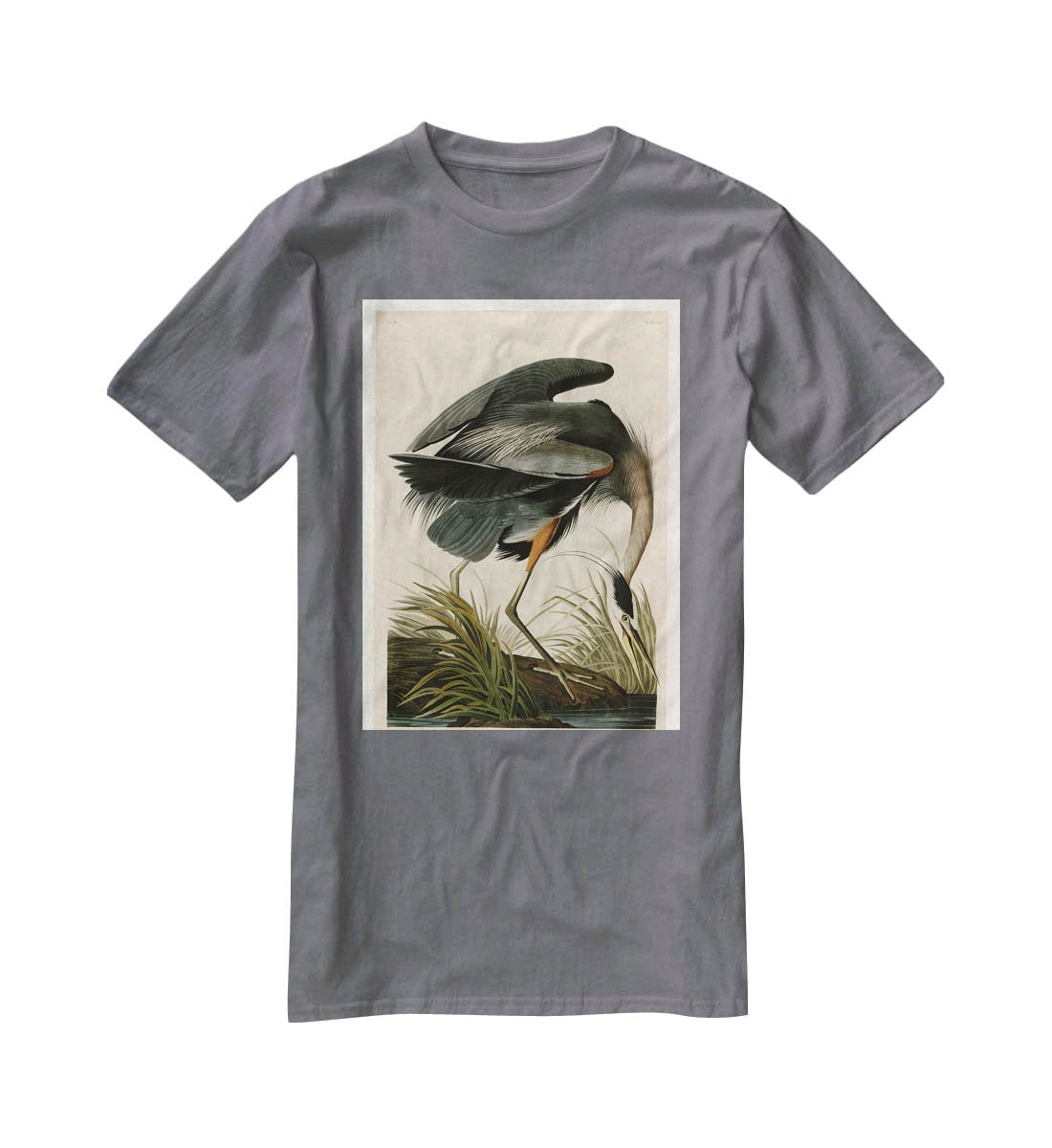 Great blue Heron by Audubon T-Shirt - Canvas Art Rocks - 3