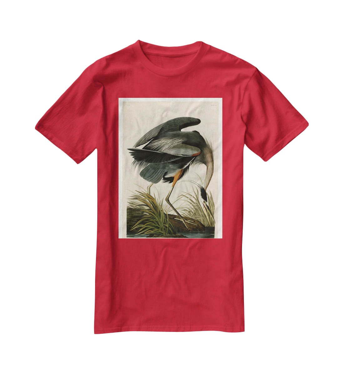 Great blue Heron by Audubon T-Shirt - Canvas Art Rocks - 4