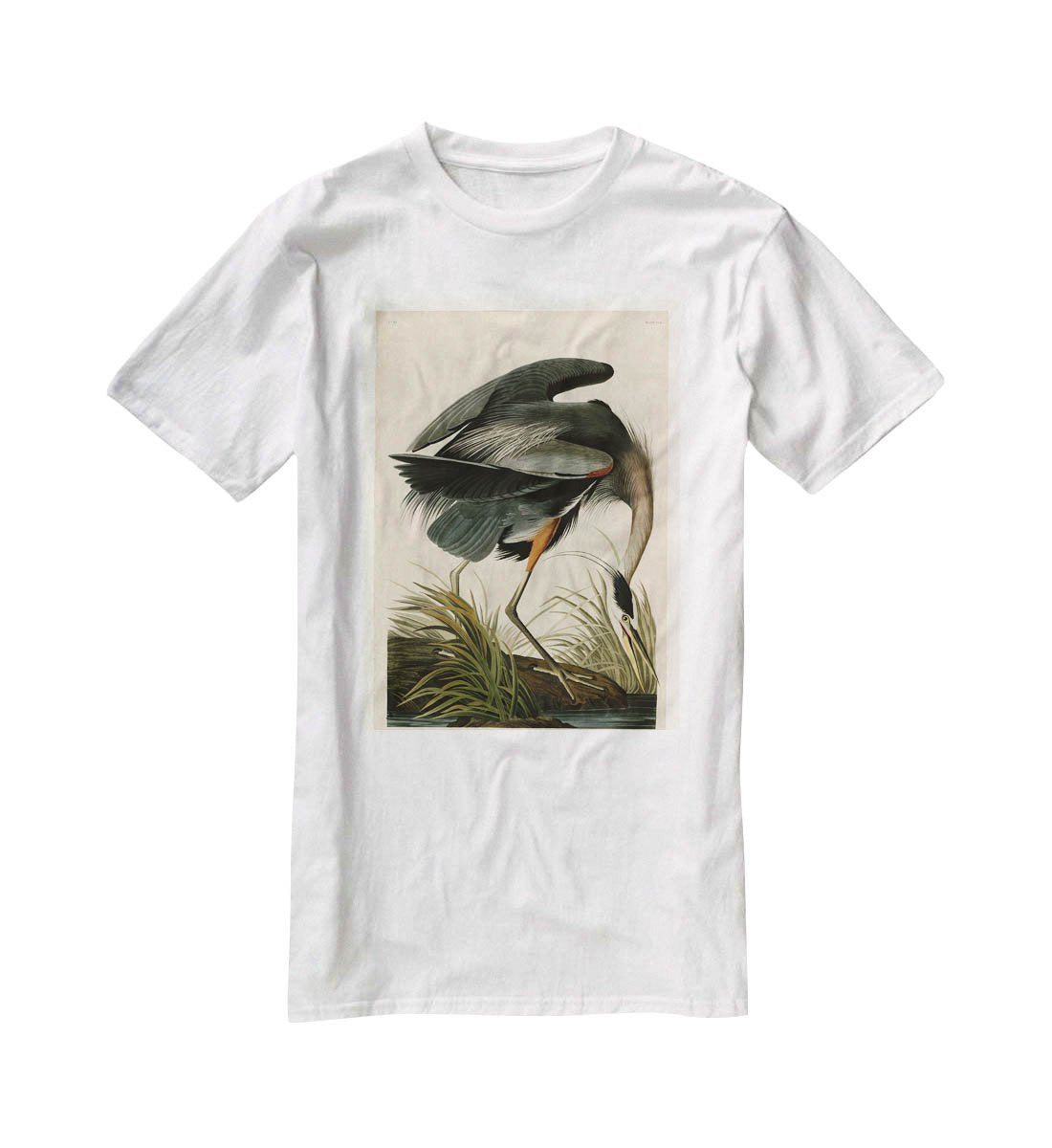 Great blue Heron by Audubon T-Shirt - Canvas Art Rocks - 5
