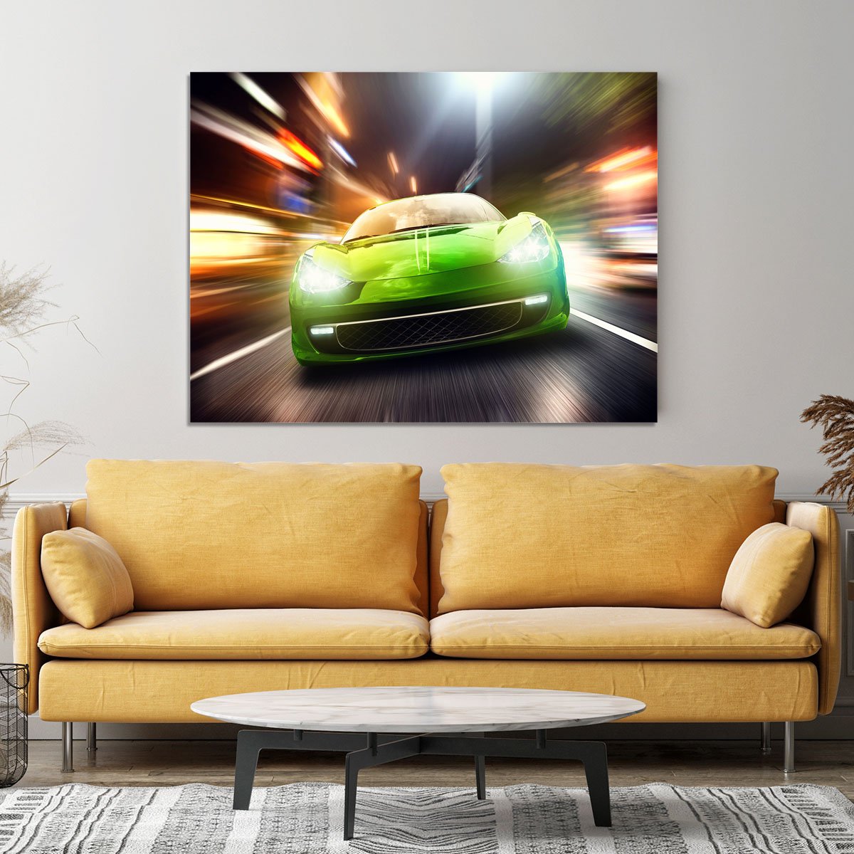 Green Race Car Canvas Print or Poster