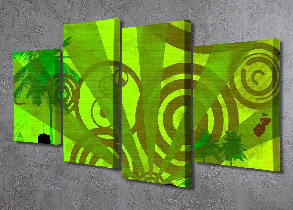 Green Urban Abstract 4 Split Panel Canvas - Canvas Art Rocks - 2