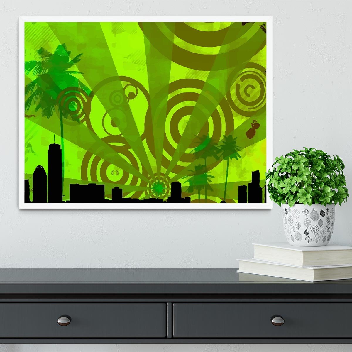 Green Urban Abstract Framed Print - Canvas Art Rocks -6