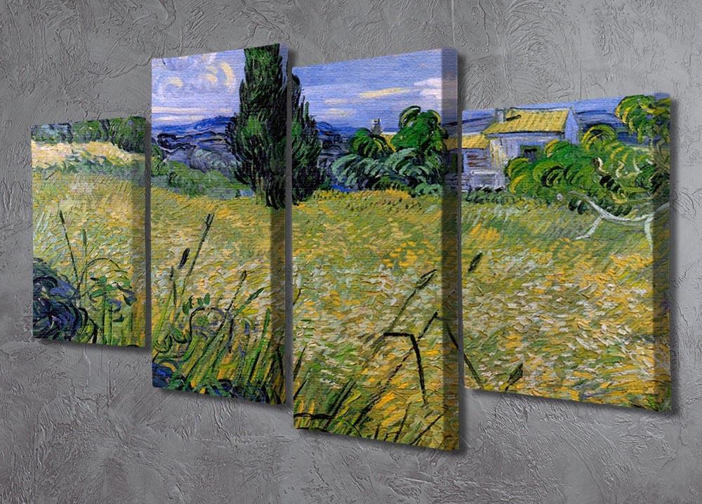Green Wheat Field with Cypress by Van Gogh 4 Split Panel Canvas - Canvas Art Rocks - 2
