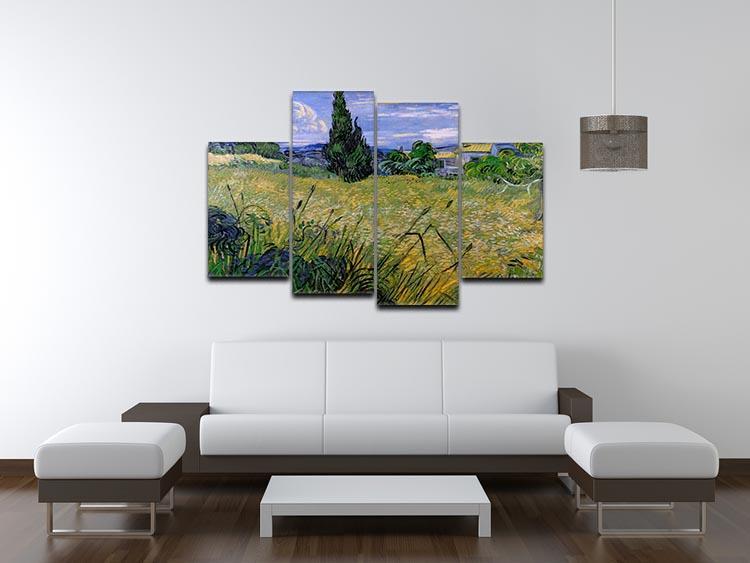 Green Wheat Field with Cypress by Van Gogh 4 Split Panel Canvas - Canvas Art Rocks - 3