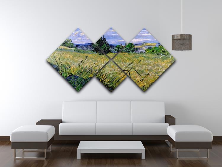 Green Wheat Field with Cypress by Van Gogh 4 Square Multi Panel Canvas - Canvas Art Rocks - 3