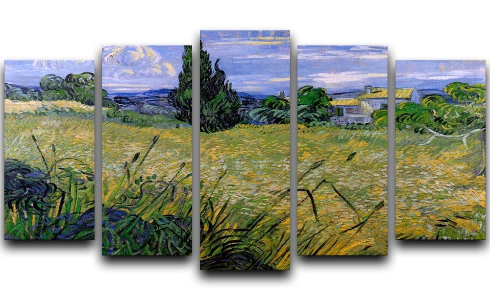 Green Wheat Field with Cypress by Van Gogh 5 Split Panel Canvas  - Canvas Art Rocks - 1