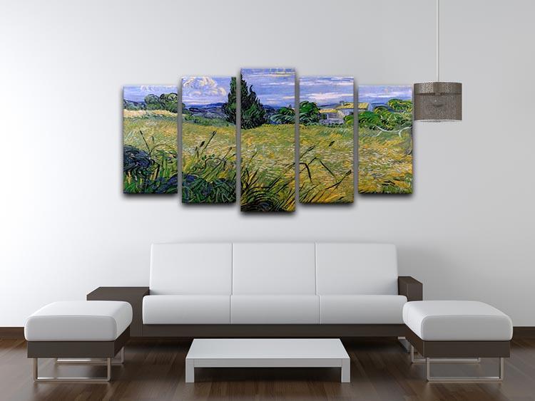Green Wheat Field with Cypress by Van Gogh 5 Split Panel Canvas - Canvas Art Rocks - 3