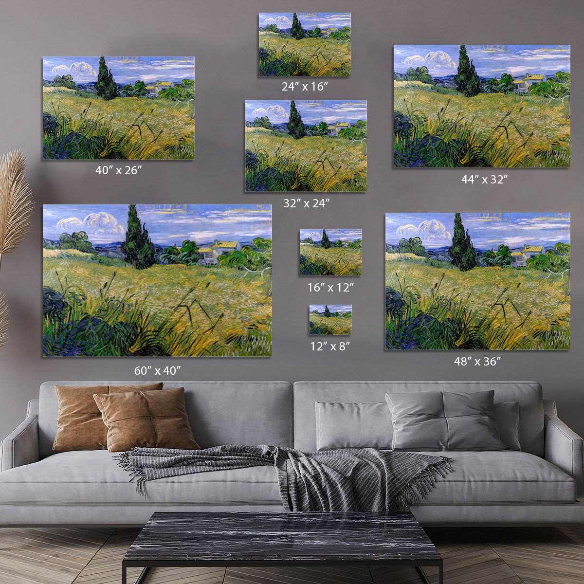 Green Wheat Field with Cypress by Van Gogh Canvas Print or Poster
