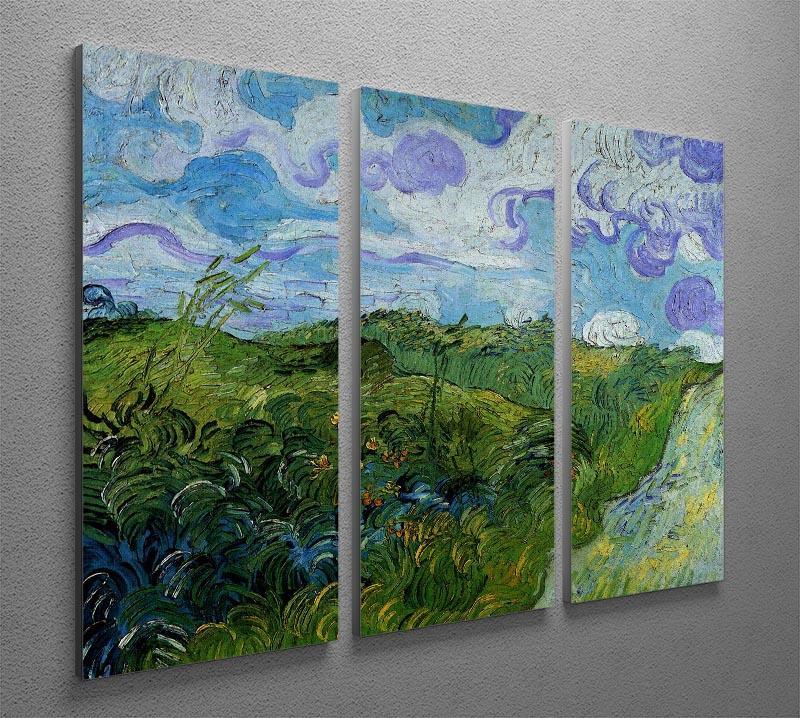 Green Wheat Fields by Van Gogh 3 Split Panel Canvas Print - Canvas Art Rocks - 4