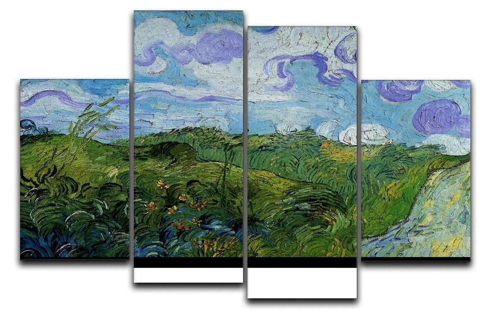 Green Wheat Fields by Van Gogh 4 Split Panel Canvas  - Canvas Art Rocks - 1