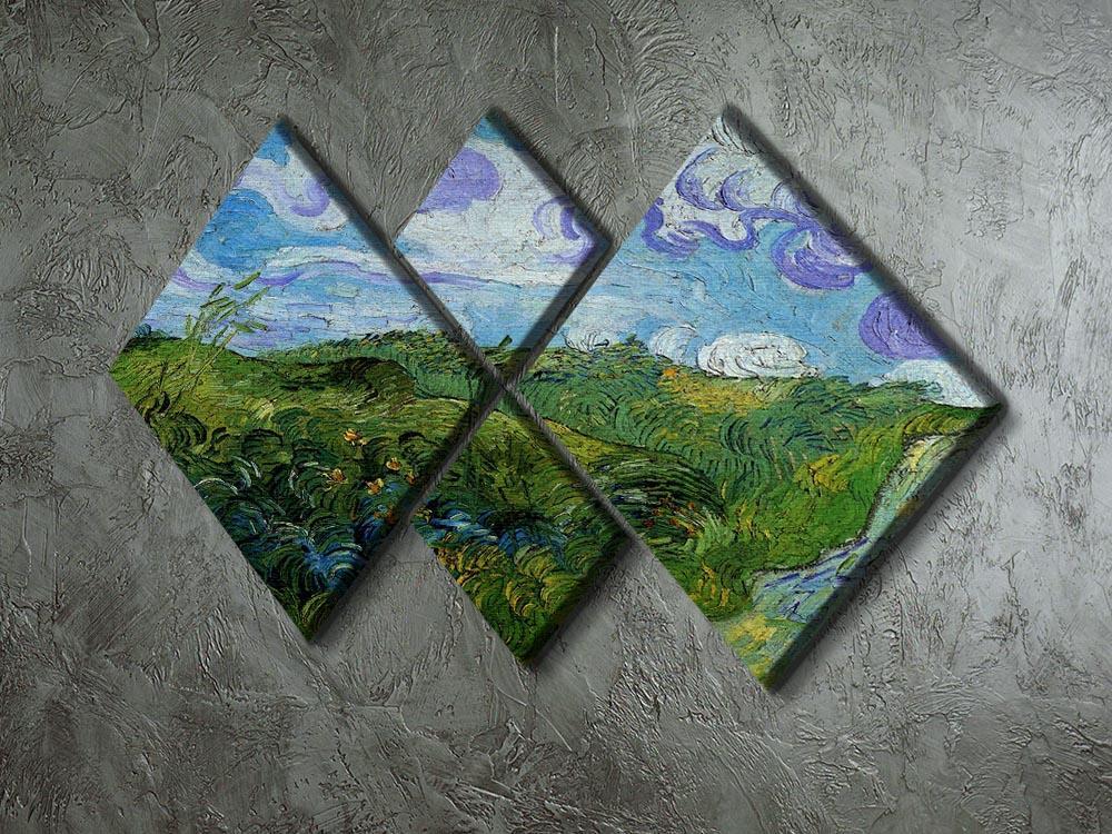Green Wheat Fields by Van Gogh 4 Square Multi Panel Canvas - Canvas Art Rocks - 2