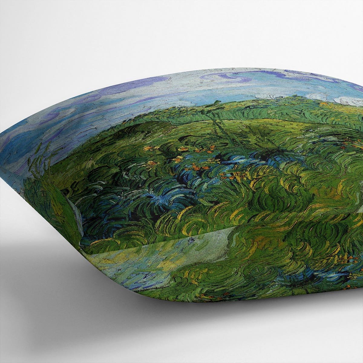 Green Wheat Fields by Van Gogh Throw Pillow