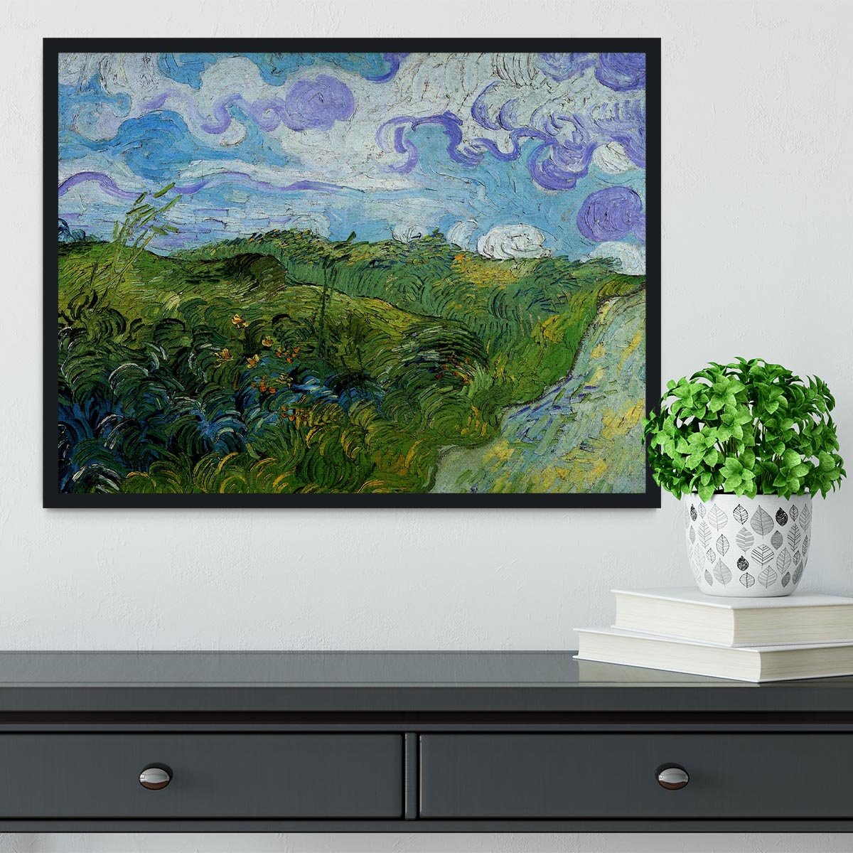 Green Wheat Fields by Van Gogh Framed Print - Canvas Art Rocks - 2