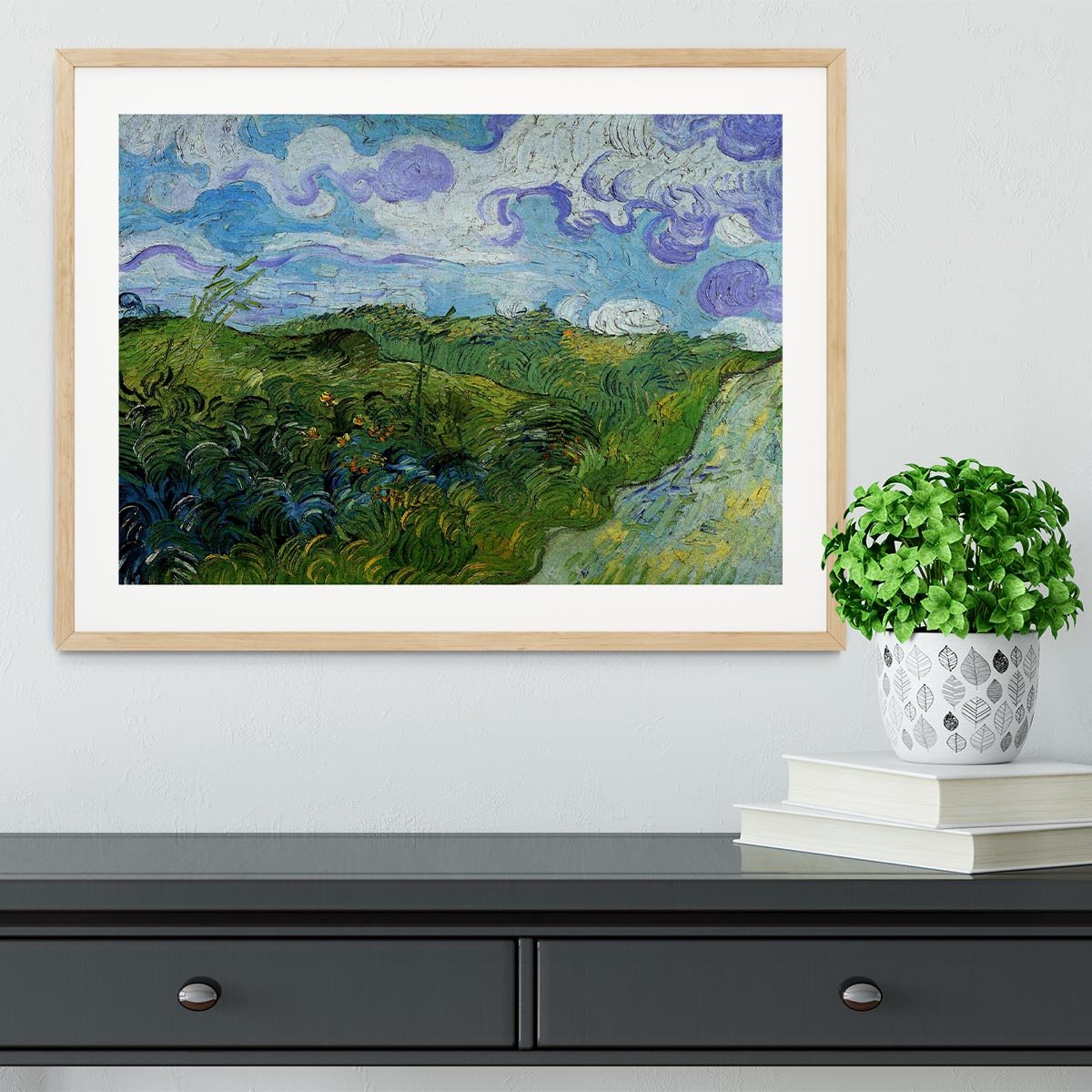 Green Wheat Fields by Van Gogh Framed Print - Canvas Art Rocks - 3