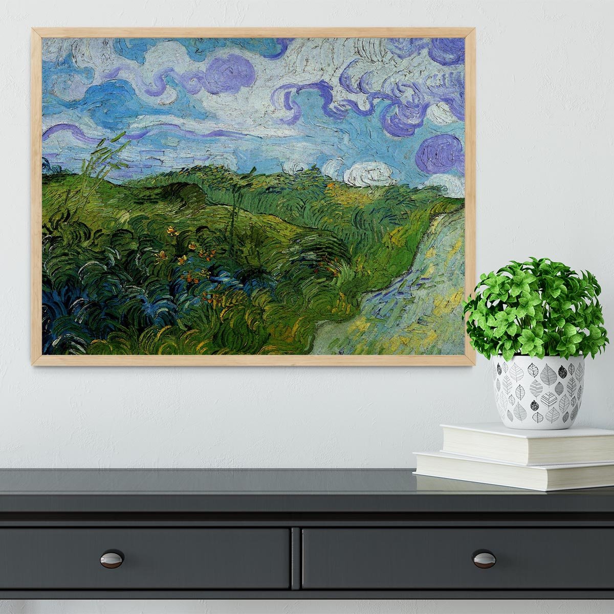Green Wheat Fields by Van Gogh Framed Print - Canvas Art Rocks - 4