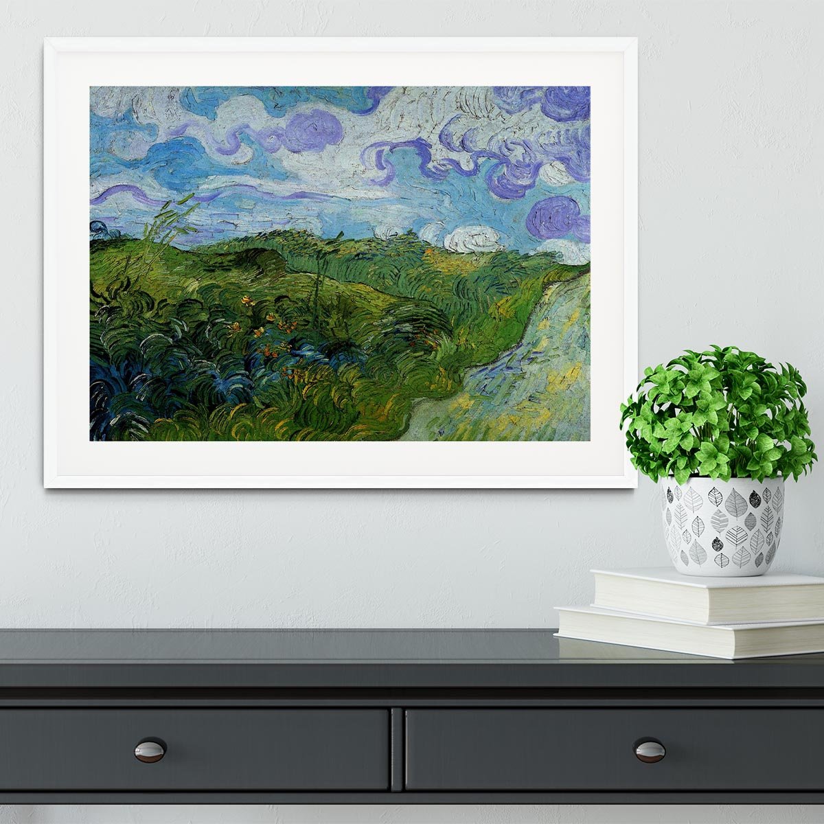 Green Wheat Fields by Van Gogh Framed Print - Canvas Art Rocks - 5