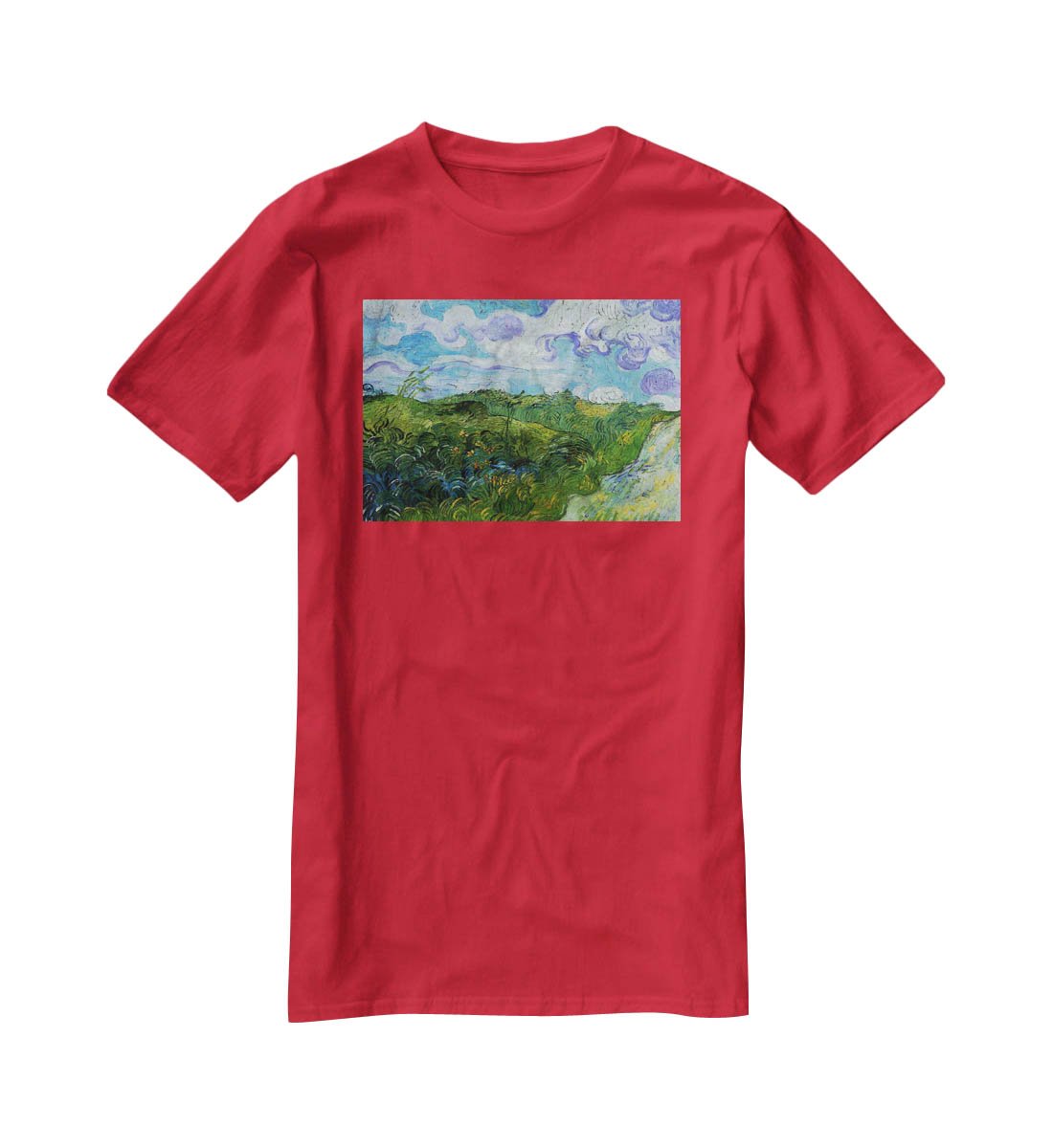 Green Wheat Fields by Van Gogh T-Shirt - Canvas Art Rocks - 4