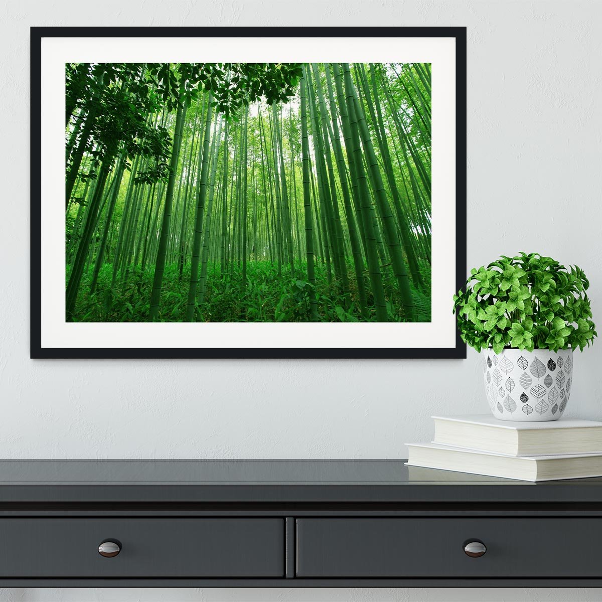 Green bamboo forest Framed Print - Canvas Art Rocks - 1